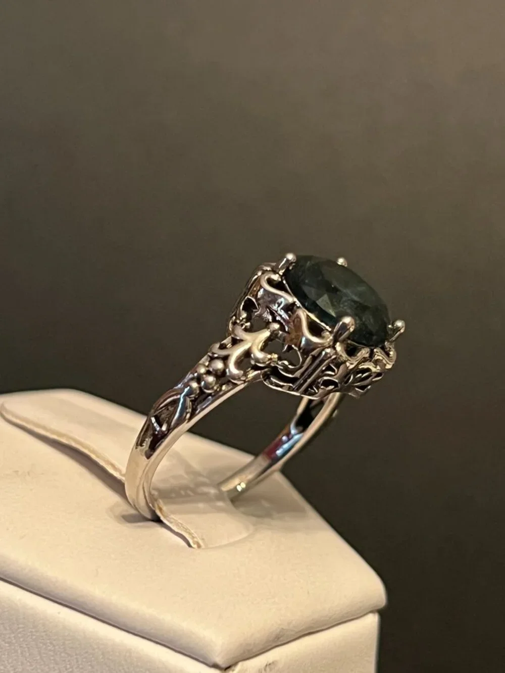 Silverplated Mystic Green Ring Size 8.25 (107)